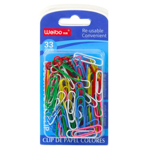 Színes gemkapcsok készlete 33mm 90db.