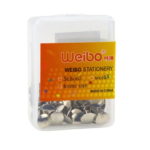 Lapos fejű gombostű készlet irodába és iskolába, ezüst, 40 db.