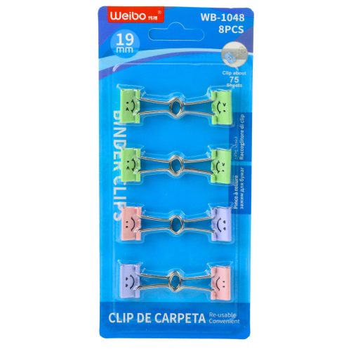 Színes mosolygós gemkapcsok készlete 8 db 19mm