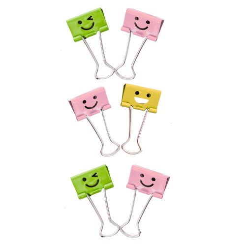 Színes mosolygós gémkapocs készlet 6 db 32mm-es