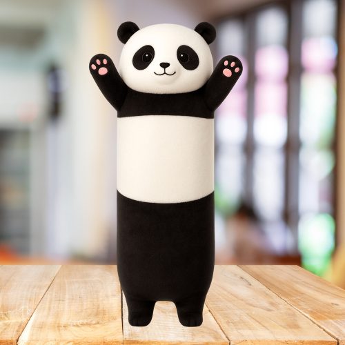 Plüss Panda Mascot párna hosszúkás görgő fekete-fehér 70cm