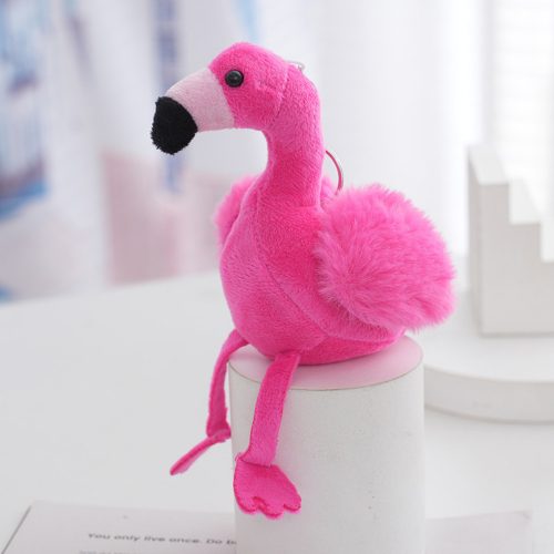 Flamingo plüss kulcstartó bolyhos dekoráció rózsaszín 12cm