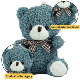   Teddy Bear plüss kulcstartó medál dekoráció sötétkék 8cm