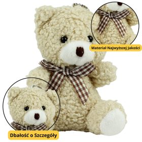 Teddy Bear plüss kulcstartó medál dekoráció bézs 8cm