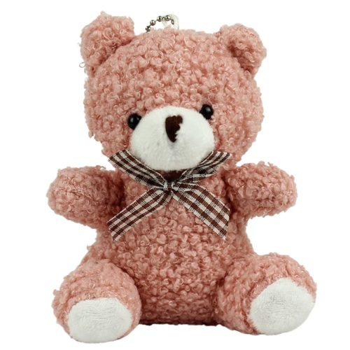 Teddy Bear plüss kulcstartó medál dekoráció rózsaszín 8cm