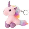 Egyszarvú plüss kulcstartó fém gyűrű rózsaszín 12cm