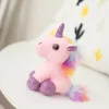 Egyszarvú plüss kulcstartó fém gyűrű rózsaszín 12cm