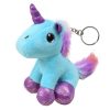 Plüss egyszarvú kulcstartó fém gyűrű kék ​​12cm