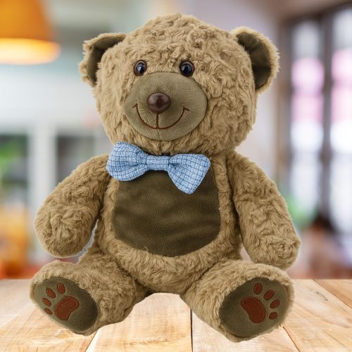 Plüss Teddy Bear kék csokornyakkendő világosbarna 30cm