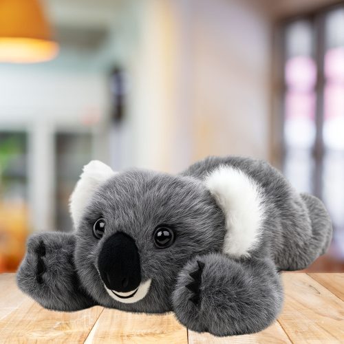 Plüss bújós játék fekvő koala maci szürke 30cm