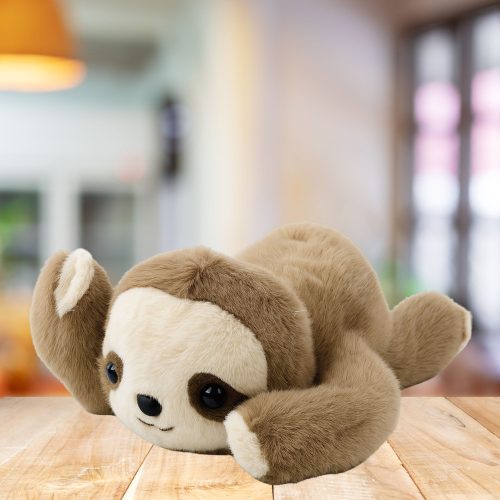 Plüss Mascot ennivaló fekvő lajhár bézs 30cm