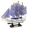 Gyűjtőmodell dekoratív vitorláshajó fehér és kék 18x17cm