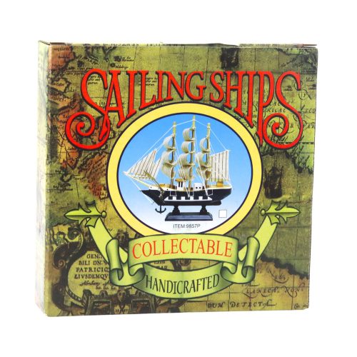 Gyűjtőmodell dekoratív vitorláshajó fehér és kék 18x17cm