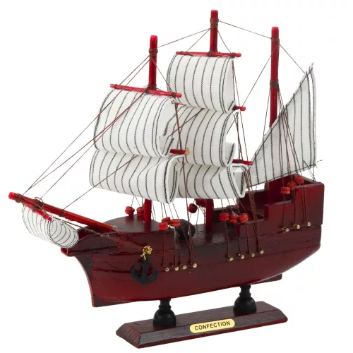 Gyűjthető dekoratív modell vitorlás hajó Piros 24x23cm