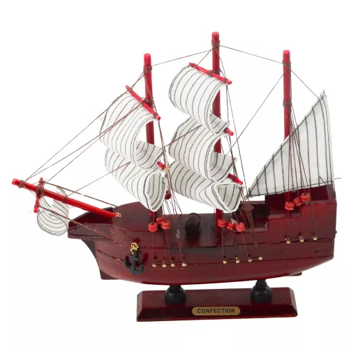 Gyűjthető dekoratív modell vitorlás hajó Piros 24x23cm