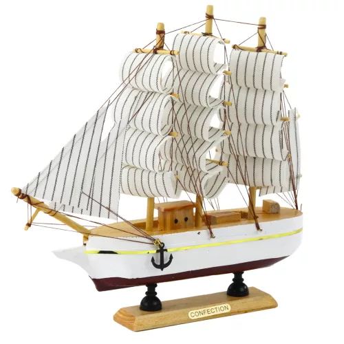 Gyűjthető Modell Dekoratív Háromárbocos vitorláshajó Fehér 24x23cm