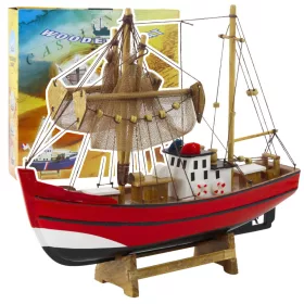 Gyűjthető dekoratív modell horgászcsónak Piros 30x26cm