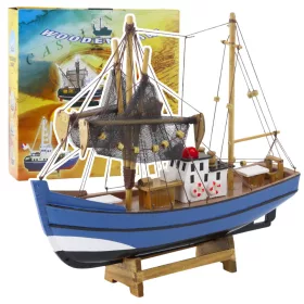   Gyűjthető dekoratív modell Horgászhajó Hajó Kék 30x26cm