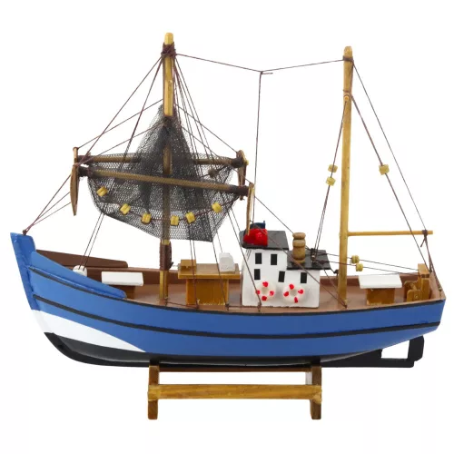 Gyűjthető dekoratív modell Horgászhajó Hajó Kék 30x26cm
