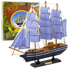   Gyűjtőmodell dekoratív vitorláshajó fehér és kék 33x31cm