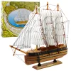 Gyűjthető Modell Dekoratív Háromárbocos Vitorlás Hajó Fehér 39x36cm
