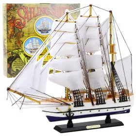   Gyűjthető dekoratív modell vitorlás hajó fregatt fehér 49x43cm