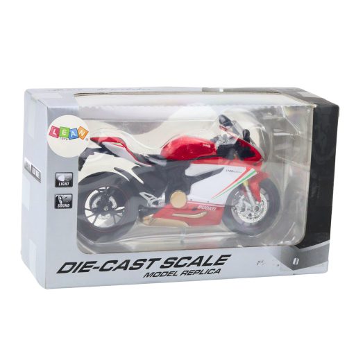Sport Motorkerékpár Fém Piros Fehér Fények Hangok 1:12