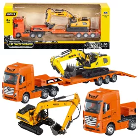   Teherautó pótkocsival Vontató kamion fémkotró Huina Orange 1:50