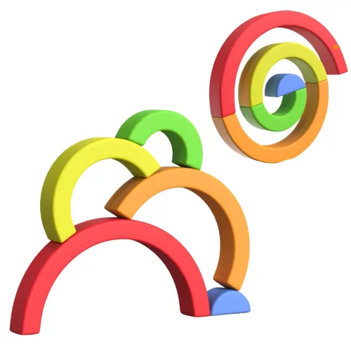Szivárványos puzzle kisgyermekeknek Színes gumitömbök 5 db.