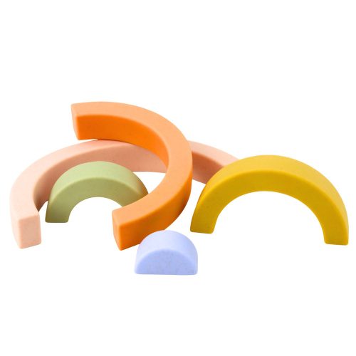 Szivárványos puzzle kisgyermekeknek Pasztell gumitömbök 5 db.