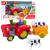 Interaktív farmer traktor pótkocsival, tehénfigurával, fényekkel és hangokkal