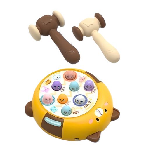 Whack-A-Mole Ügyességi Játék Two Hammers Kitten Yellow Brown