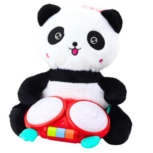 Plüss Panda dobokkal Mascot ennivaló ennivaló fények hangzik