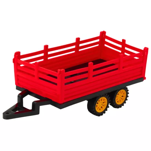 RC távirányítós mezőgazdasági traktor pótkocsival, piros