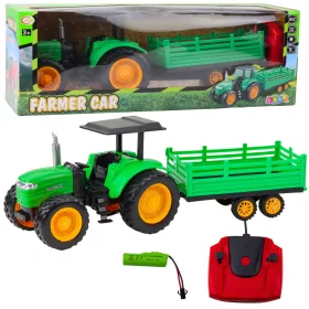   RC Green távirányítós mezőgazdasági traktor pótkocsival