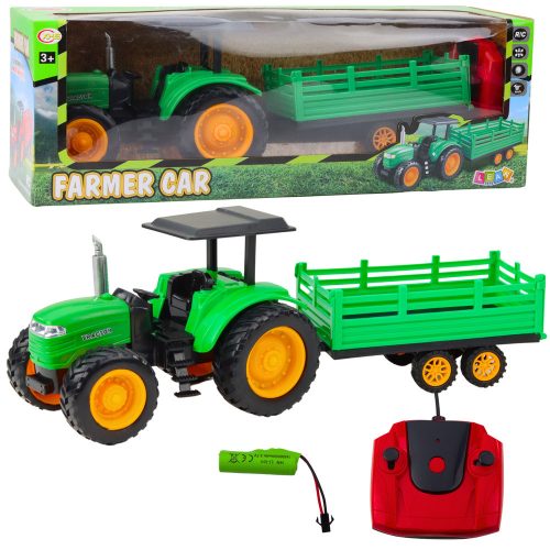 RC Green távirányítós mezőgazdasági traktor pótkocsival