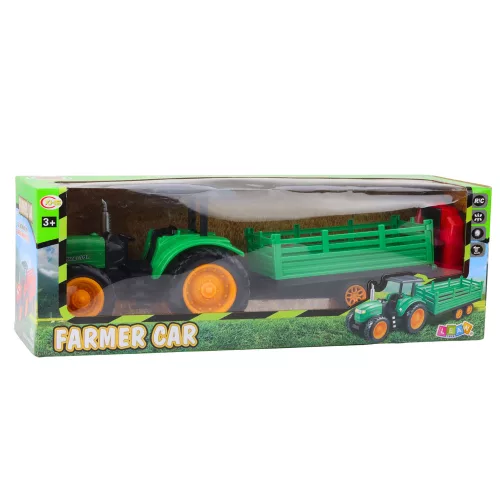 RC Green távirányítós mezőgazdasági traktor pótkocsival