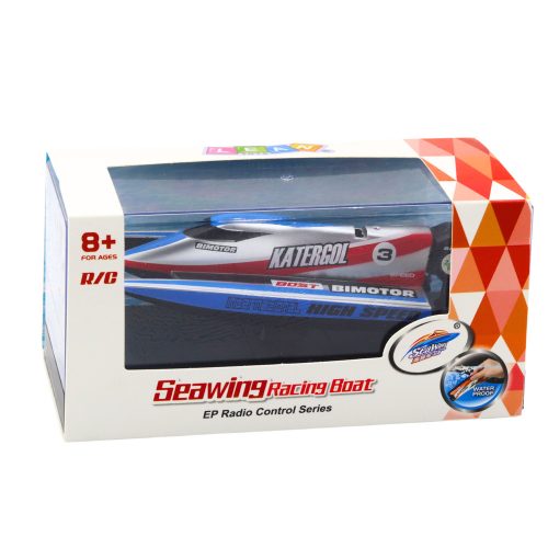 Távirányítós RC motorcsónak kék-ezüst 14cm