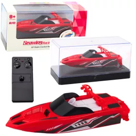 Távirányítós RC motorcsónak fehér és piros 15cm