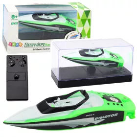 Távirányítós RC motorcsónak fehér-zöld 15cm
