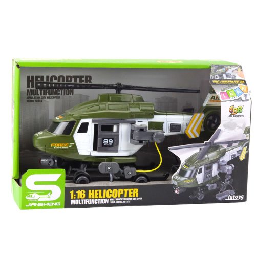 Katonai helikopter horog hordágy fényei khaki hangok 1:16