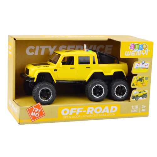 Terepjáró autók súrlódó meghajtó lámpái sárga hangok 6x6 1:16