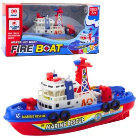   Fireboat vontatóhajóval és vízpermettel, fényekkel és hangokkal