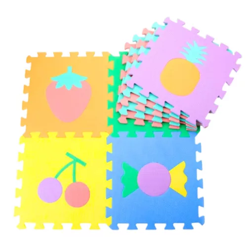 Puha Puzzle Mat Oktató EVA hab Gyümölcsök Édesség Színes 16 db.