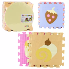   Puha Puzzle Oktatószőnyeg EVA Hab Gyümölcsök Édesség Pasztell 16 db.