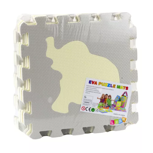 Puha Puzzle Oktatószőnyeg Állatok EVA hab Bézs Szürke 9 db.