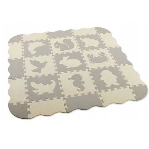 Puha Puzzle Oktatószőnyeg Járószőnyeg EVA hab bézs szürke 25 db.