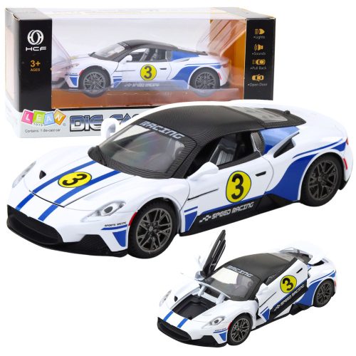 Fém sportautó lámpák hangjai Hajtás fehér 1:22