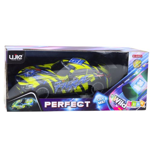 RC versenyautó világító karosszériával, sárga