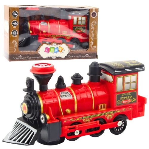 A klasszikus elektromos mozdony lámpái vörösen szólnak